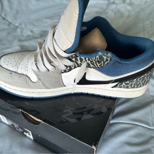 Jordan 1 Low SE in White, Blue, and Black